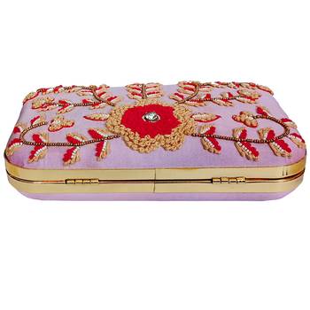 Pink Embrodery Box Clutch 1