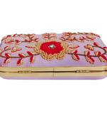 Pink Embrodery Box Clutch
