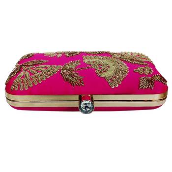 Pink Embrodery Box Clutch 4