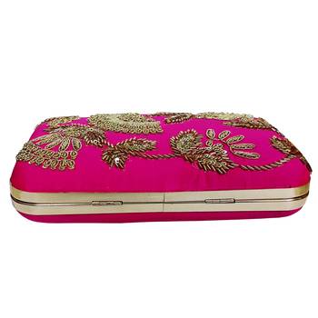 Pink Embrodery Box Clutch 5