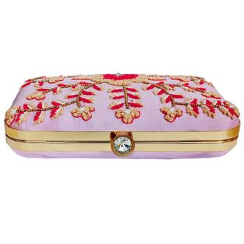 Pink Embrodery Box Clutch 4