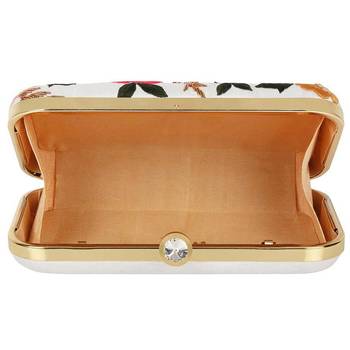white & Pink Embroidered Box Clutch 2