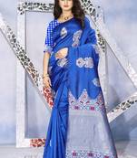 Royal Blue Woven Kanjivaram Silk Saree With Blouse