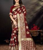 Maroon Woven Art Silk Saree With Blouse