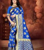 Royal Blue Woven Art Silk Saree With Blouse