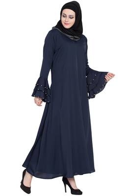 Navy Blue A-Line Nida Abaya 3
