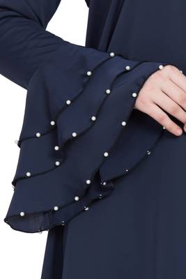 Navy Blue A-Line Nida Abaya 5