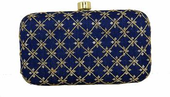 Women's Party Wear Embroidered Round Box Clutch Purse Bag 1
