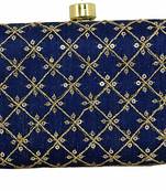 Women's Party Wear Embroidered Round Box Clutch Purse Bag