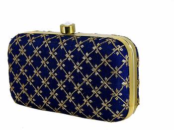 Women's Party Wear Embroidered Round Box Clutch Purse Bag 2