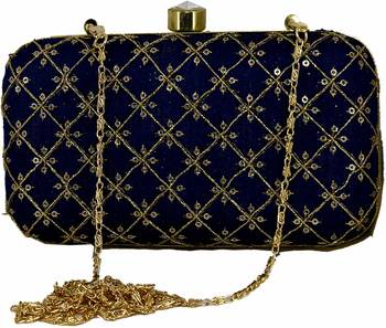 Women's Party Wear Embroidered Round Box Clutch Purse Bag 3
