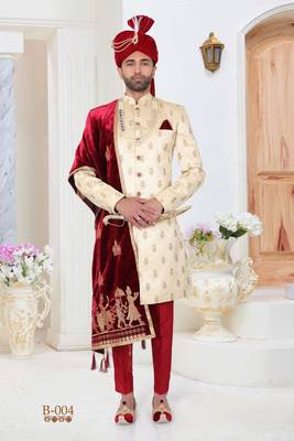 Beige embroidered fancy fabric indo-western-dresses 1