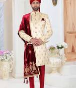 Beige embroidered fancy fabric indo-western-dresses