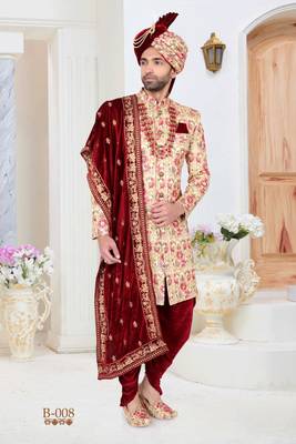 Beige embroidered fancy fabric indo-western-dresses 1