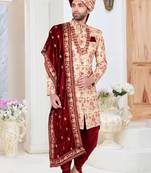 Beige embroidered fancy fabric indo-western-dresses