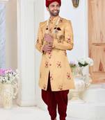 Gold embroidered fancy fabric indo-western-dresses