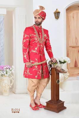 Red embroidered fancy fabric indo-western-dresses 1