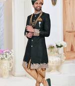 Green embroidered fancy fabric indo-western-dresses