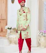 Green embroidered fancy fabric indo-western-dresses