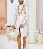 White embroidered fancy fabric indo-western-dresses