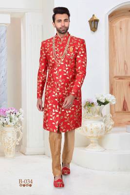 Red embroidered fancy fabric indo-western-dresses 1