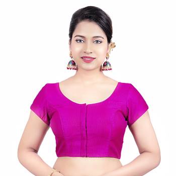 Pink Banglori Silk Princess Cut Padded Short Sleeves Readymade Saree Blouse 1