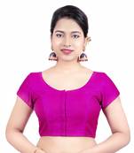 Pink Banglori Silk Princess Cut Padded Short Sleeves Readymade Saree Blouse