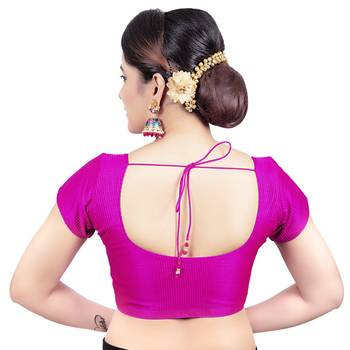 Pink Banglori Silk Princess Cut Padded Short Sleeves Readymade Saree Blouse 2