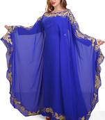 royal blue moroccan dubai kaftan farasha aari and stone work dress