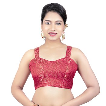 sleeveless brocade blouse