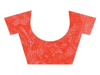 Red printed chiffon saree with blouse 3