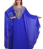 royal blue moroccan dubai kaftan farasha aari and stone work dress