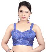 Brocade Gold Paghetti Strap Princess Cut Padded Sleeveless Readymade Saree Blouse