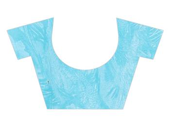Turquoise printed chiffon saree with blouse 4