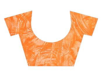 Orange printed chiffon saree with blouse 4