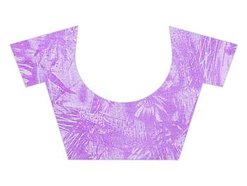 Purple printed chiffon saree with blouse 4