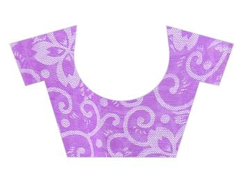 Purple printed chiffon saree with blouse 3