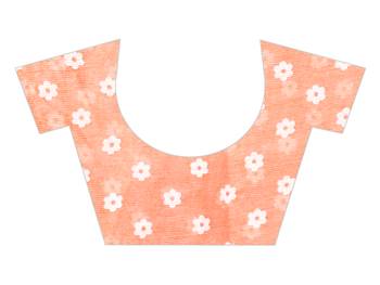 Orange printed chiffon saree with blouse 3