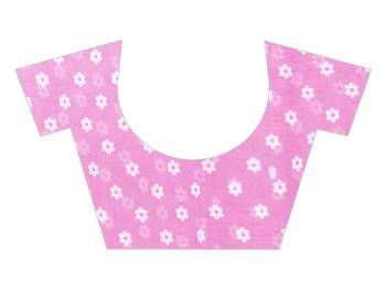 Pink printed chiffon saree with blouse 3