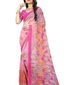 Grey printed chiffon saree with blouse