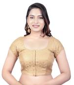 Desginer Brocade Wedding Gold Short Sleeves Princess Cut Padded Readymade Saree Blouse