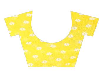 Yellow printed chiffon saree with blouse 4