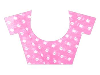 Pink printed chiffon saree with blouse 3