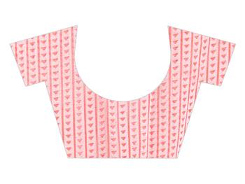 Pink printed chiffon saree with blouse 3