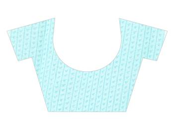 Sky blue printed chiffon saree with blouse 3