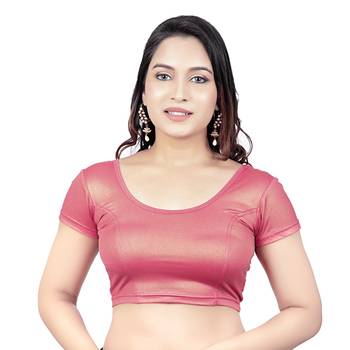 Short Sleeves Lycra Gajari Princess Cut Stretchable Readymade Saree Blouse 1