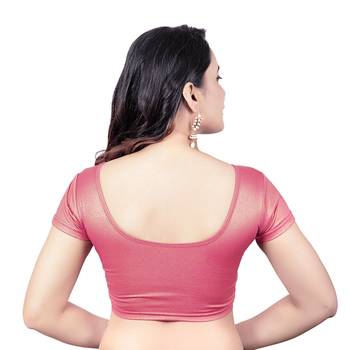 Short Sleeves Lycra Gajari Princess Cut Stretchable Readymade Saree Blouse 2