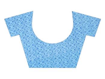 Turquoise printed chiffon saree with blouse 3