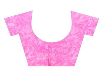 Pink printed chiffon saree with blouse 4