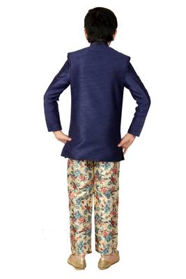 Blue plain polyester boys-indo-western-dress 4
